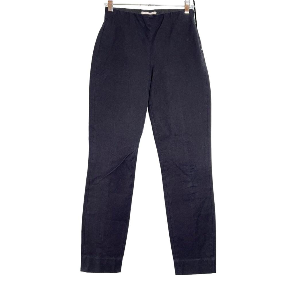 Everlane The Side-Zip Stretch Cotton Pant SIZE 0 Black Elastic Waist Chino